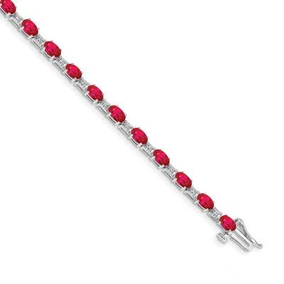 Diamond Ruby Bracelet 7 Inch 10k White Gold BM4481-RU-010-1WA, MPN: BM4481-RU-010-1WA,