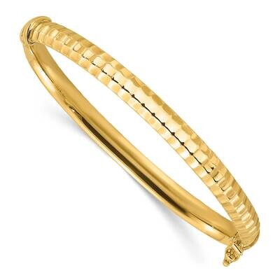 Ridged Hinged Bangle Bracelet 14k Polished Gold DB732, MPN: DB732,