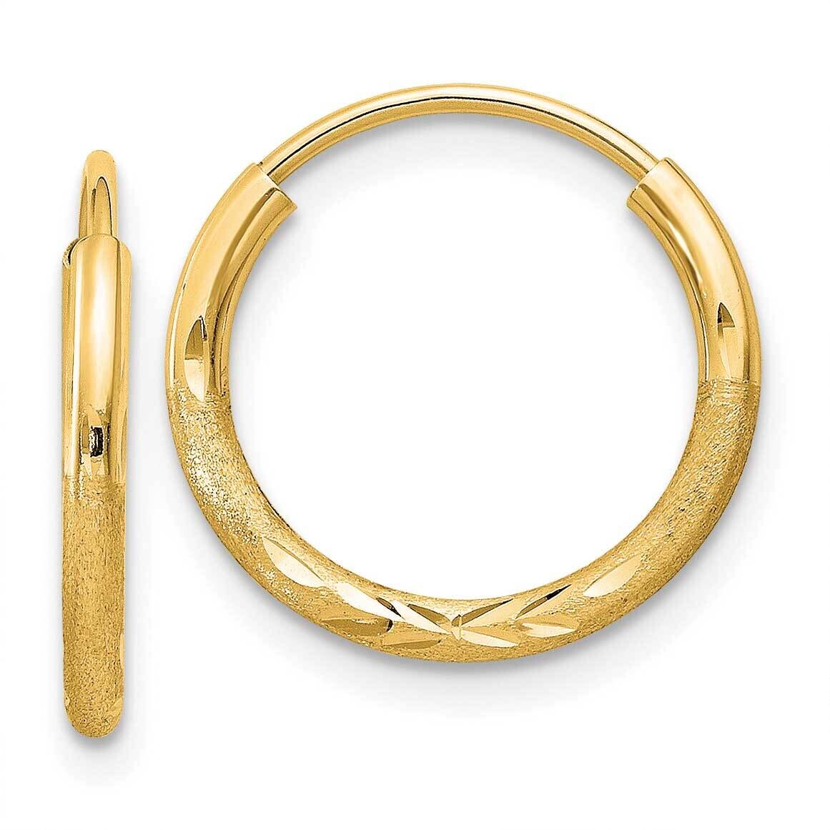 1.5mm Satin Diamond-Cut Endless Hoop Earrings 10k Gold 10XY1174
