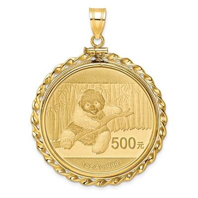 Polished Wide Twisted Wire Screw Top Mounted 1Oz Panda Bezel Pendant 14k Gold C8182/32.0C, MPN: C81…
