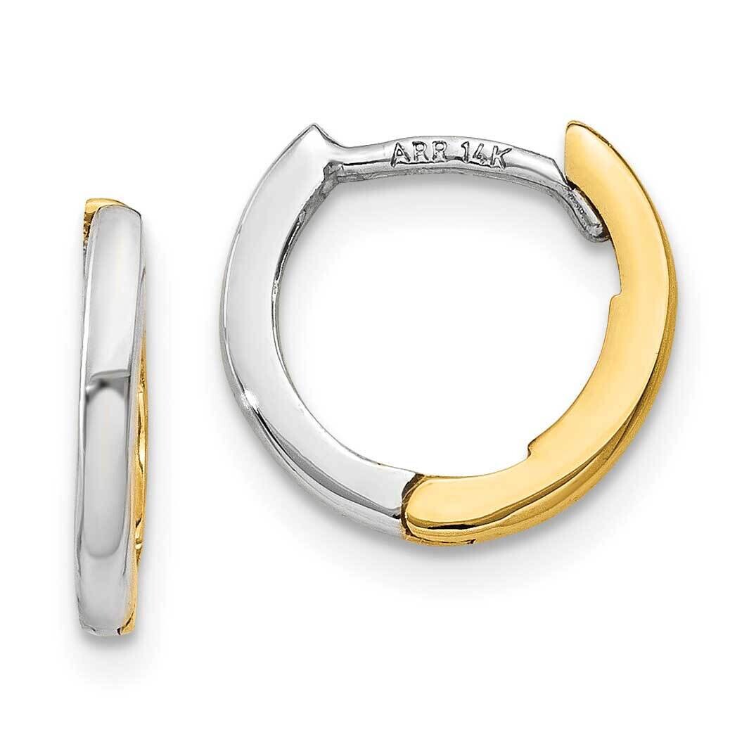 Mini 1.35mm Round Hinged Hoop Earrings 10k Two-Tone Gold 10Y7902, MPN: 10Y7902,