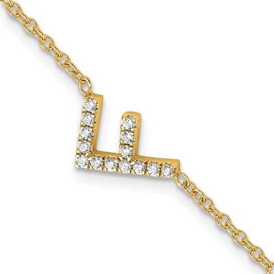 Diamond Sideways Letter F 1 Inch Extenderbracelet 14k Gold BM9951F-017-YA, MPN: BM9951F-017-YA,
