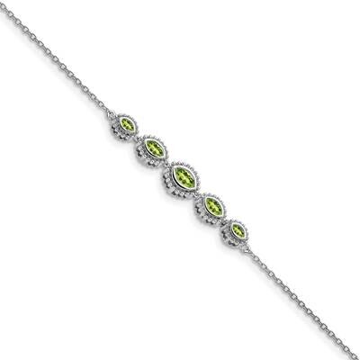 Marquise Peridot Bracelet 7 Inch 14k White Gold BM7200-PE-W, MPN: BM7200-PE-W, 886774130033