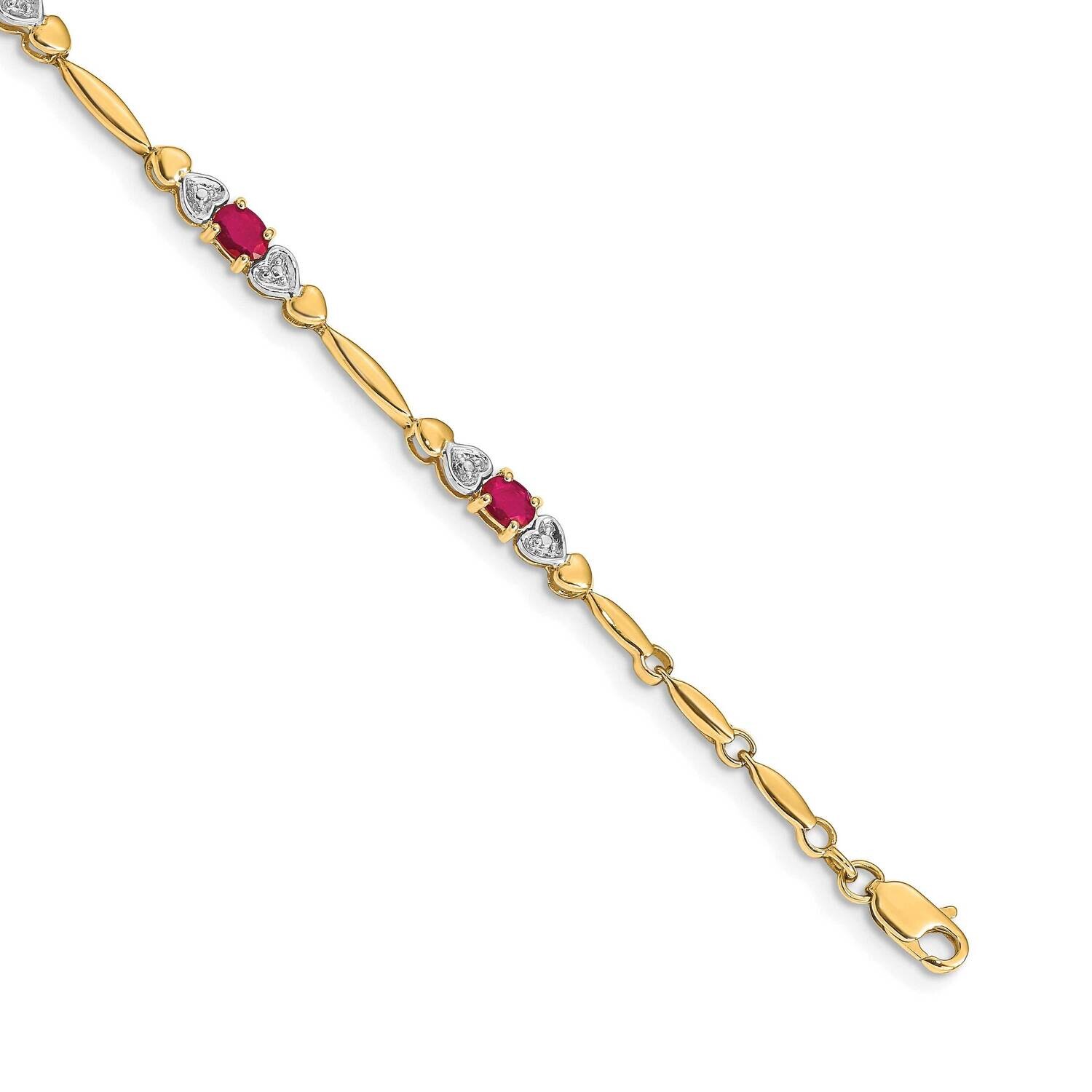 Diamond Composite Ruby Bracelet 7 Inch 10k Gold BM4479-RU-001-1YA