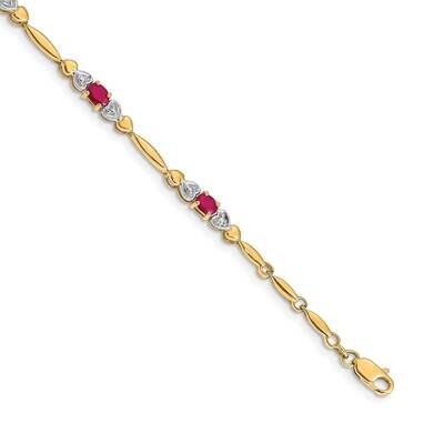 Diamond Composite Ruby Bracelet 7 Inch 10k Gold BM4479-RU-001-1YA, MPN: BM4479-RU-001-1YA, 88677412…