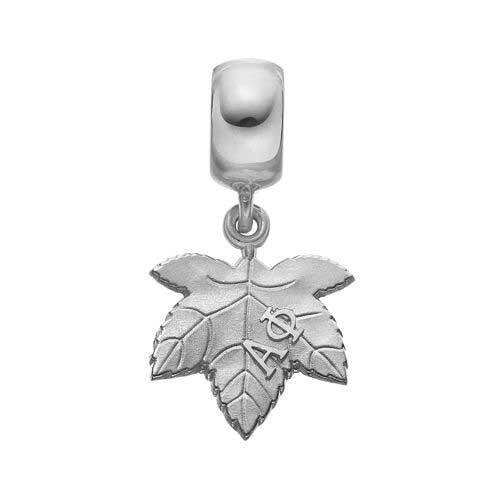 Logoart Alpha Phi Ivy Leaf Dangle On Plain Bead Sterling Silver APH003BD1-SS