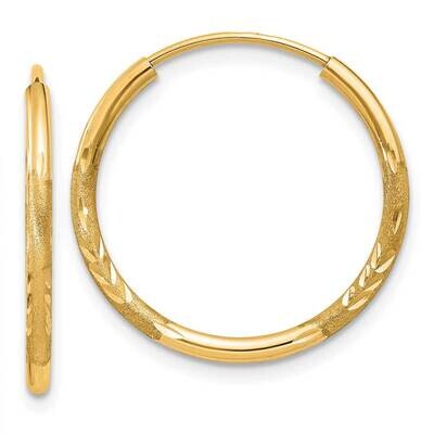 1.5mm Satin Diamond-Cut Endless Hoop Earrings 10k Gold 10XY1172, MPN: 10XY1172,