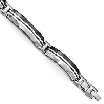 Edward Mirell Black Ti &amp; Link Bracelet 8 Inch Sterling Silver Polished EMB180-8 by Edward Mirell, M…