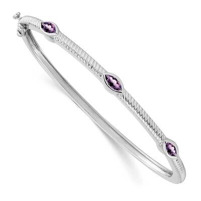 Marquise Amethyst 3 Stone Bangle 10k White Gold BM7223-AM-1W, MPN: BM7223-AM-1W, 886774129242