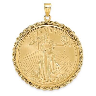 Polished Rope Prong Mounted 1Oz American Eagle Coin Bezel Pendant 14k Gold C3012/32.7C, MPN: C3012/…