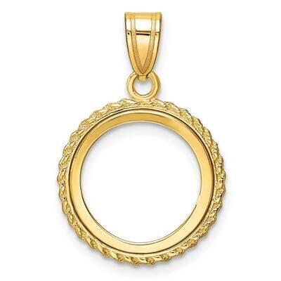 Polished Casted Rope Prong 14.0mm Coin Bezel Pendant 14k Gold C8185/14.0, MPN: C8185/14.0,