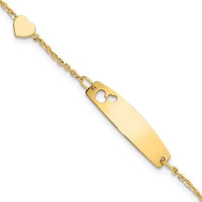 Heart Children&#39;s Id Bracelet 5.5 Inch 14k Polished Gold BID127-5.5, MPN: BID127-5.5,
