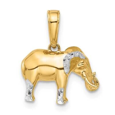 Diamond-Cut 3D Elephant Pendant 14k Gold White Rhodium  C4905 by Men&#39;s Jewelry and Accessories, MPN…