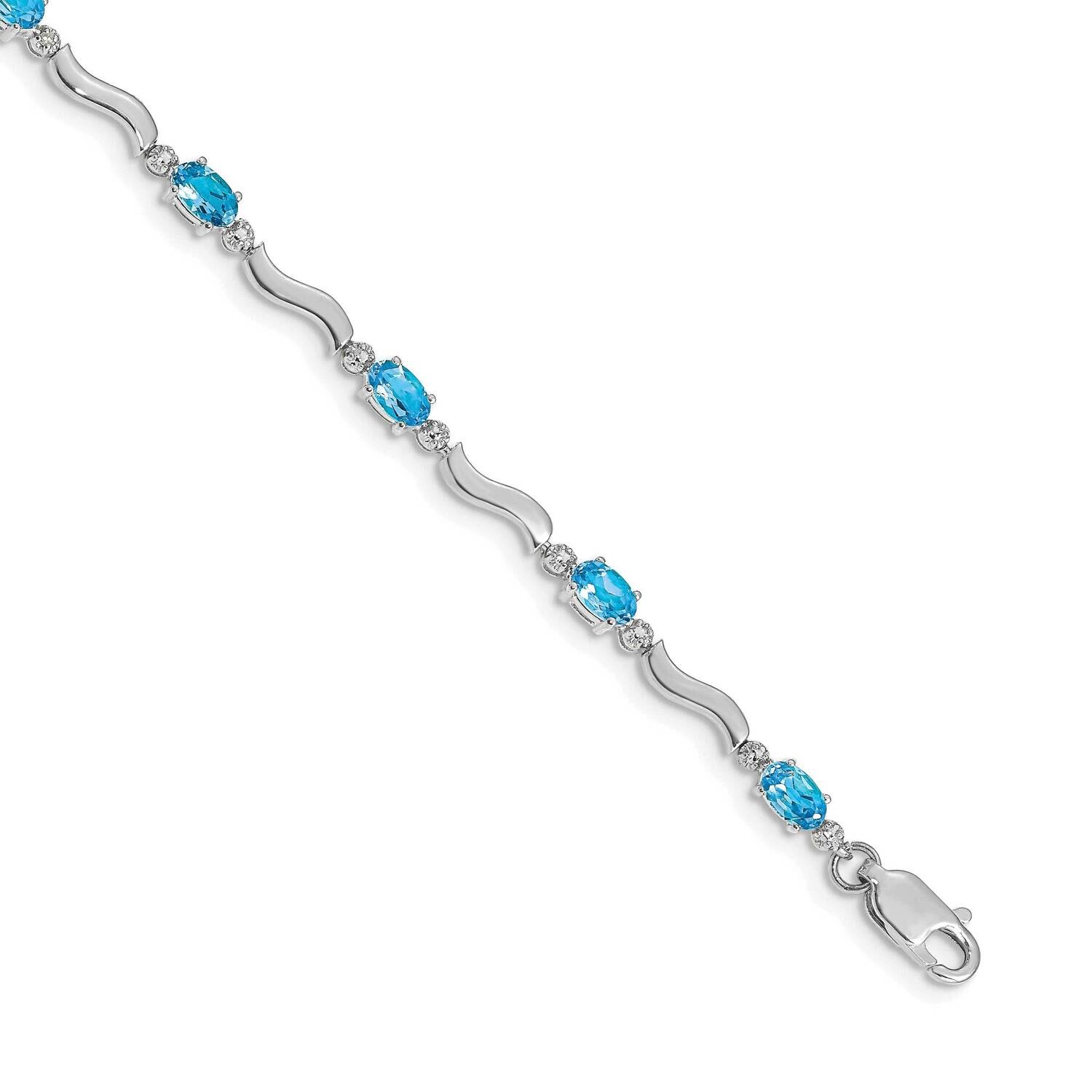 Fancy Diamond Blue Topaz Bracelet 7 Inch 14k White Gold BM4493-BT-001-WA