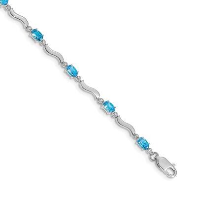 Fancy Diamond Blue Topaz Bracelet 7 Inch 14k White Gold BM4493-BT-001-WA, MPN: BM4493-BT-001-WA,