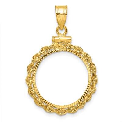 Diamond-Cut Rope Screw Top 17.8mm X 1.35mm Coin Bezel Pendant 14k Gold C8179/17.8, MPN: C8179/17.8,