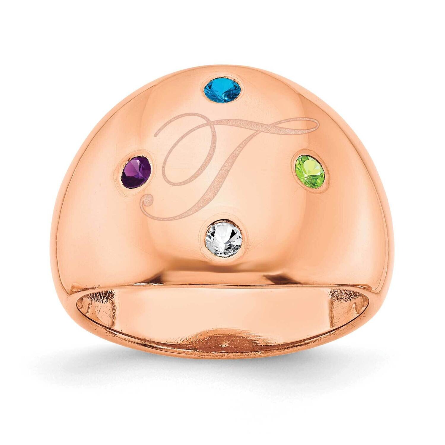 4 Birthstone Personalized Cigar Ring 10k Rose Gold 10XNR112R, MPN: 10XNR112R,