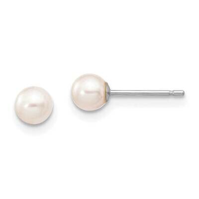 4-5mm White Round Fw Cultured Pearl Stud Post Earrings 10k White Gold 10XW40PW, MPN: 10XW40PW,
