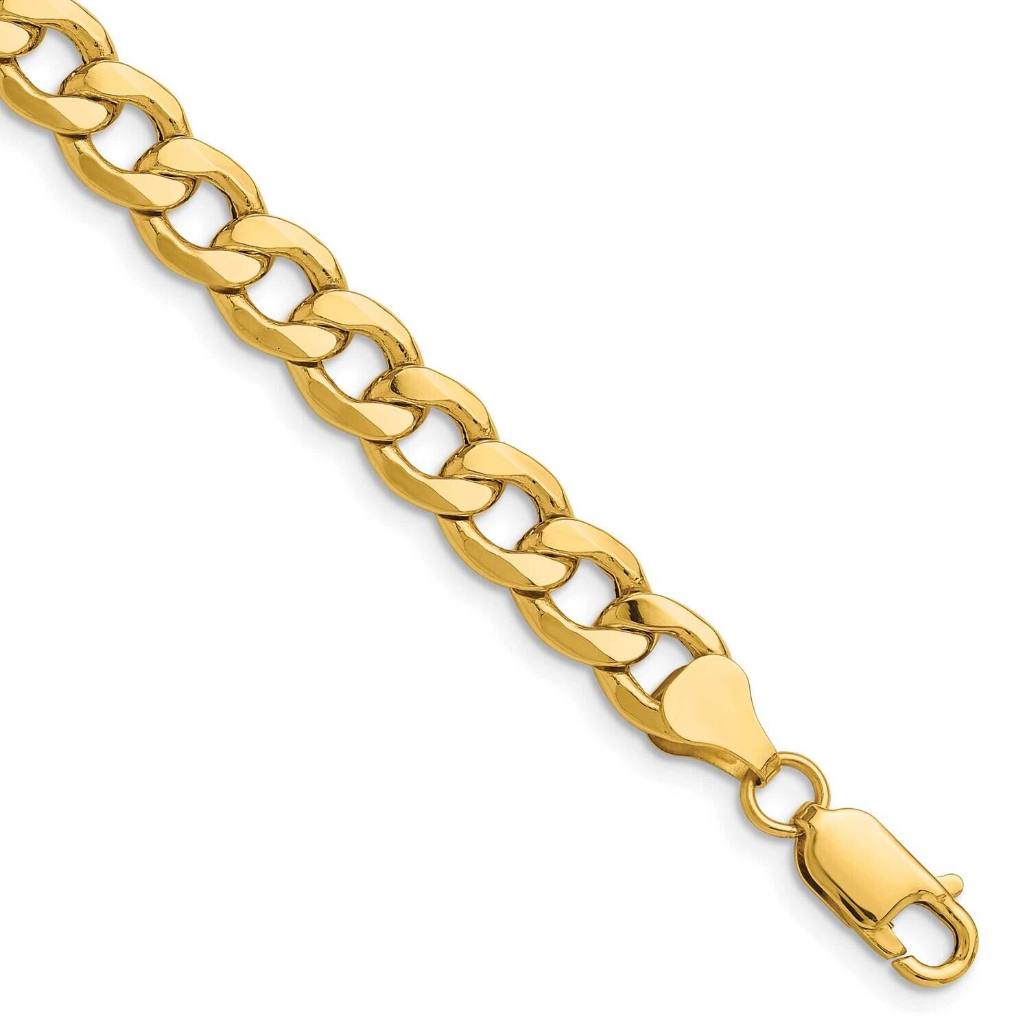 7.5mm Semi-Solid Curb Chain 7 Inch 14k Gold BC195-7