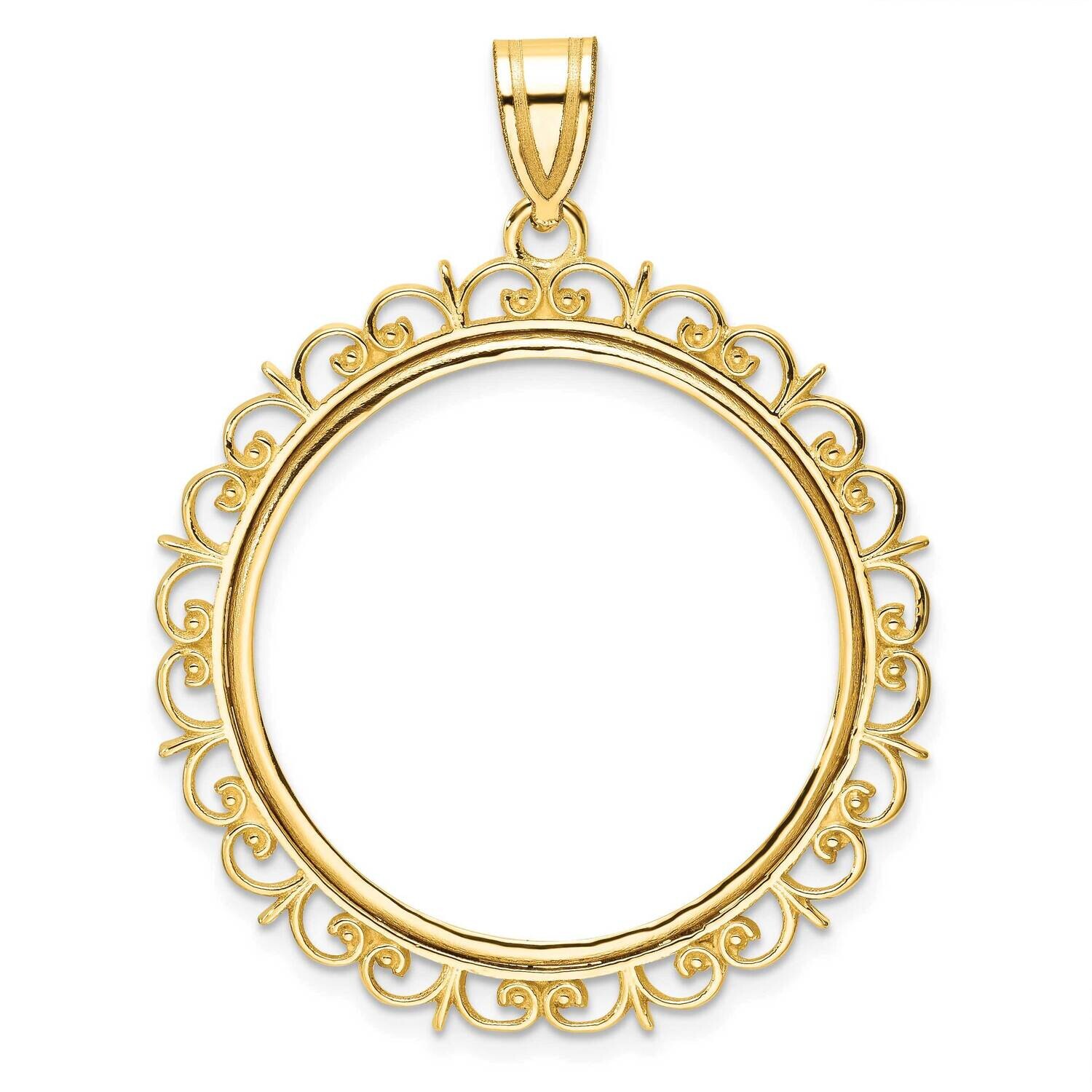 Polished Fancy Prong 27.0mm Coin Bezel Pendant 14k Gold C8190/27.0, MPN: C8190/27.0,