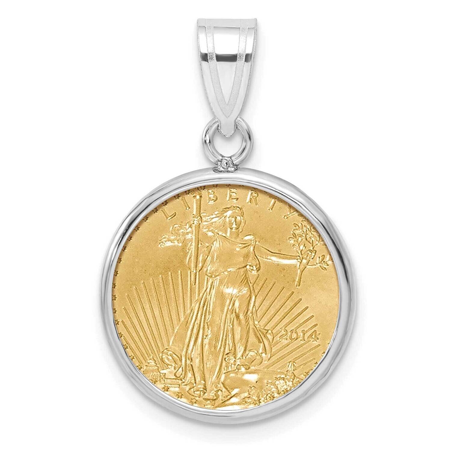 Polished Prong Mounted 1/10Oz American Eagle Coin Bezel Pendant 14k White Gold C1801W/16.5C, MPN: C…