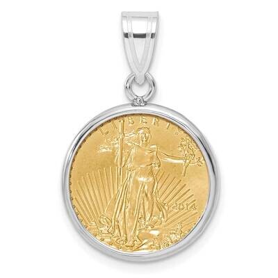 Polished Prong Mounted 1/10Oz American Eagle Coin Bezel Pendant 14k White Gold C1801W/16.5C, MPN: C…