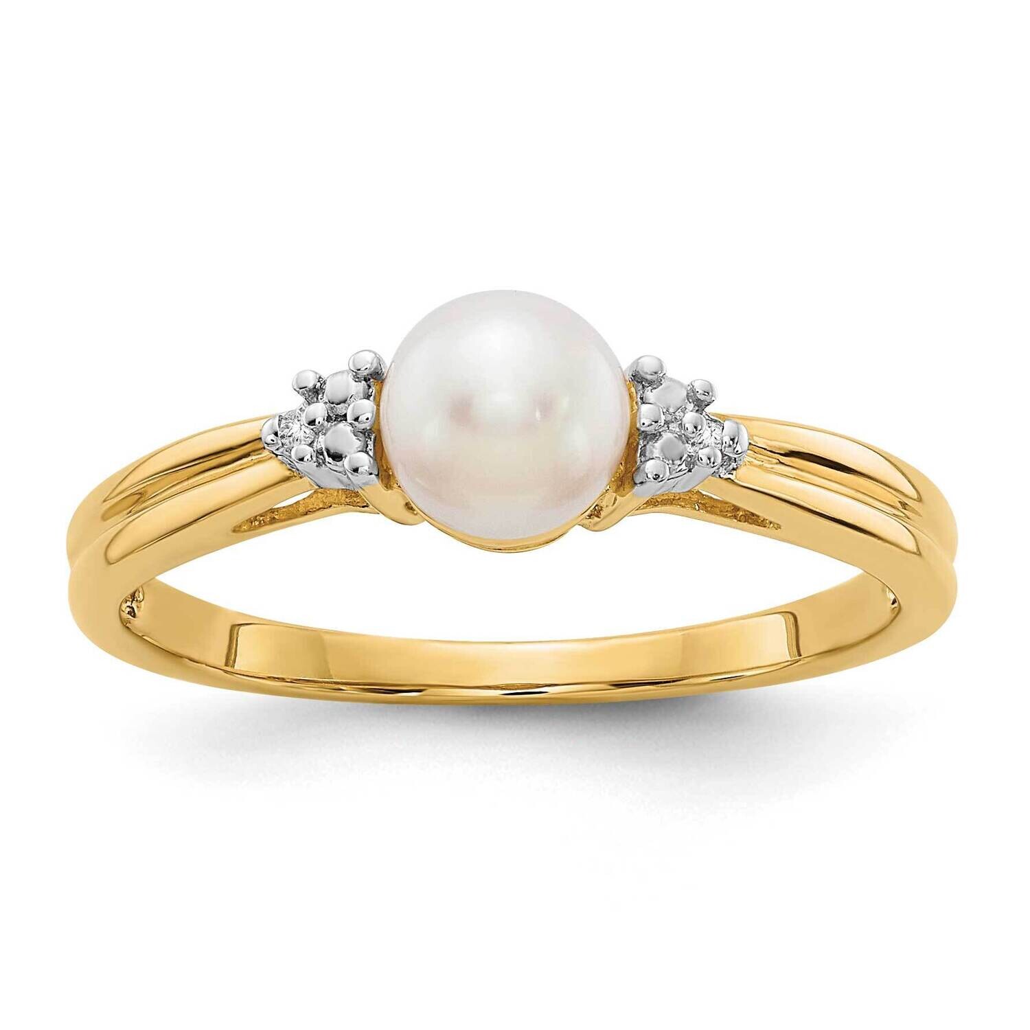 Diamond Fw Cultured Pearl Ring 10k Gold 10Y11646AA