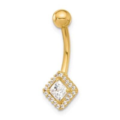 14 Gauge Polished CZ Navel/Belly Ring 14k Gold BD270, MPN: BD270,
