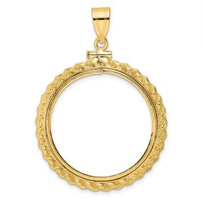 Polished Casted Rope Screw Top 27.0mm X 2.35mm Coin Bezel Pendant 14k Gold C8195/27.0, MPN: C8195/2…