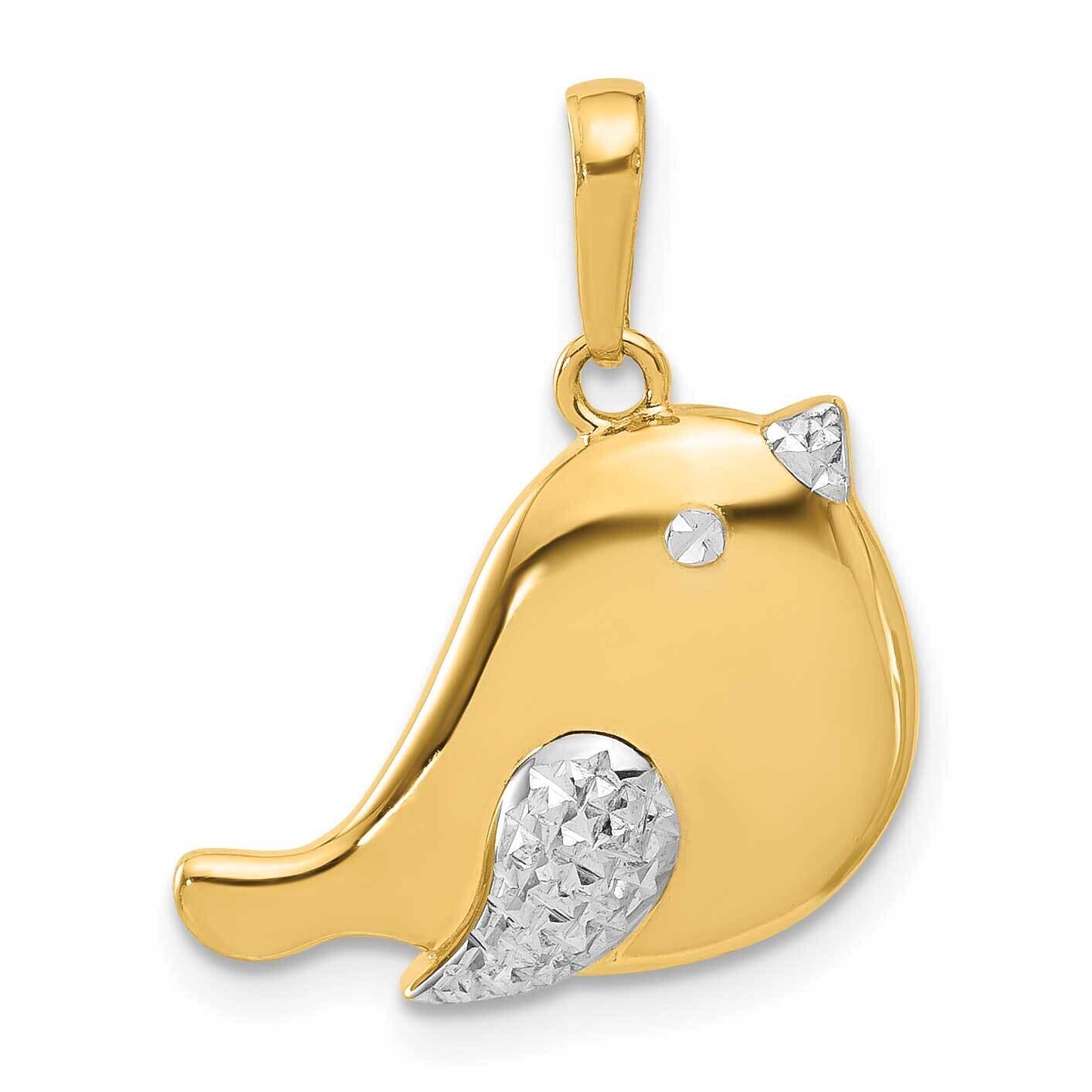 Diamond-Cut Bird Pendant 14k Gold White Rhodium  C4900, MPN: C4900,