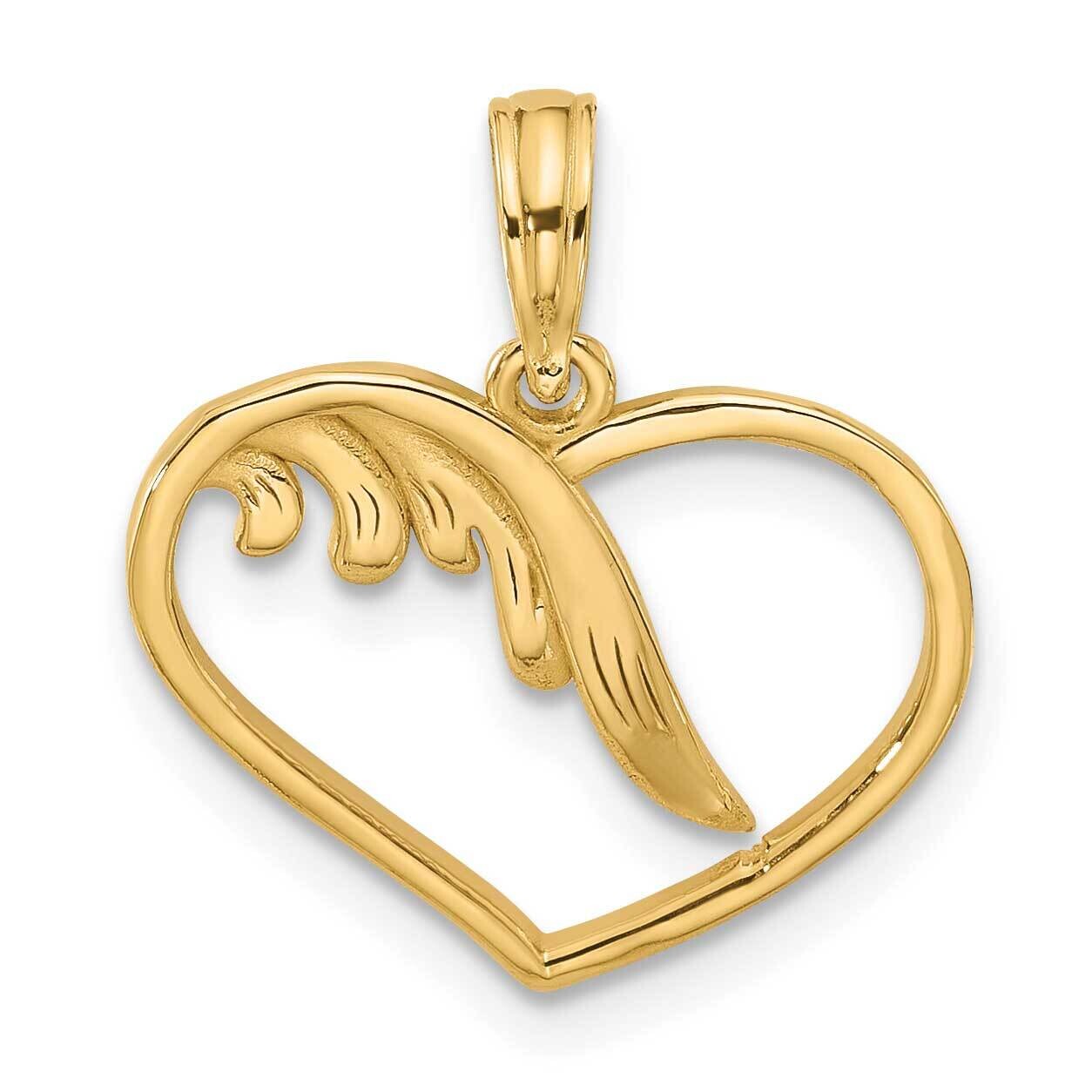 Fancy Wings Heart Charm 14k Polished Gold D5608 by Men&#39;s Jewelry and Accessories, MPN: D5608,