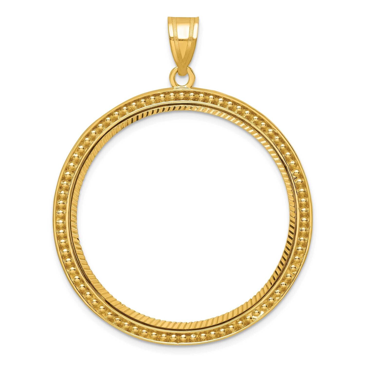 Beaded &amp; Diamond-Cut Prong 32.7mm Coin Bezel Pendant 14k Gold C8197/32.7, MPN: C8197/32.7,