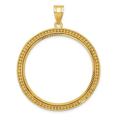 Beaded &amp; Diamond-Cut Prong 32.7mm Coin Bezel Pendant 14k Gold C8197/32.7, MPN: C8197/32.7,