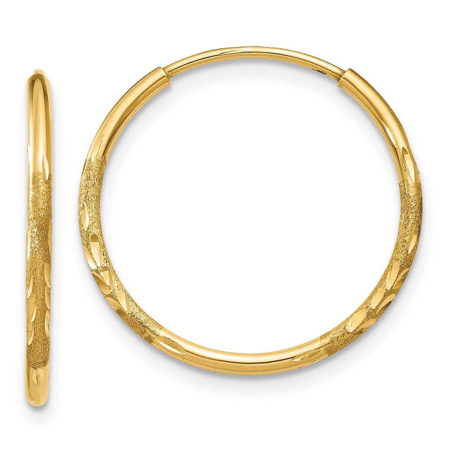 1.25mm Diamond-Cut Endless Hoop Earring 10k Gold 10XY1218, MPN: 10XY1218,