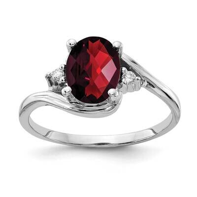 8X6mm Oval Garnet Aa Diamond Ring 10k White Gold 10Y2246GA/AA, MPN: 10Y2246GA/AA,