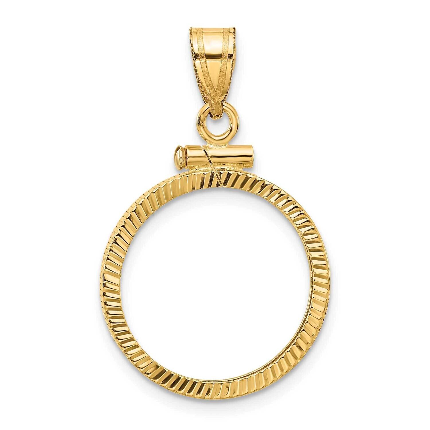 Diamond-Cut Screw Top 17.8mm X 1.35mm Coin Bezel Pendant 14k Gold C2677/17.8, MPN: C2677/17.8,