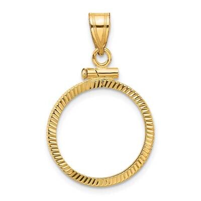 Diamond-Cut Screw Top 17.8mm X 1.35mm Coin Bezel Pendant 14k Gold C2677/17.8, MPN: C2677/17.8,