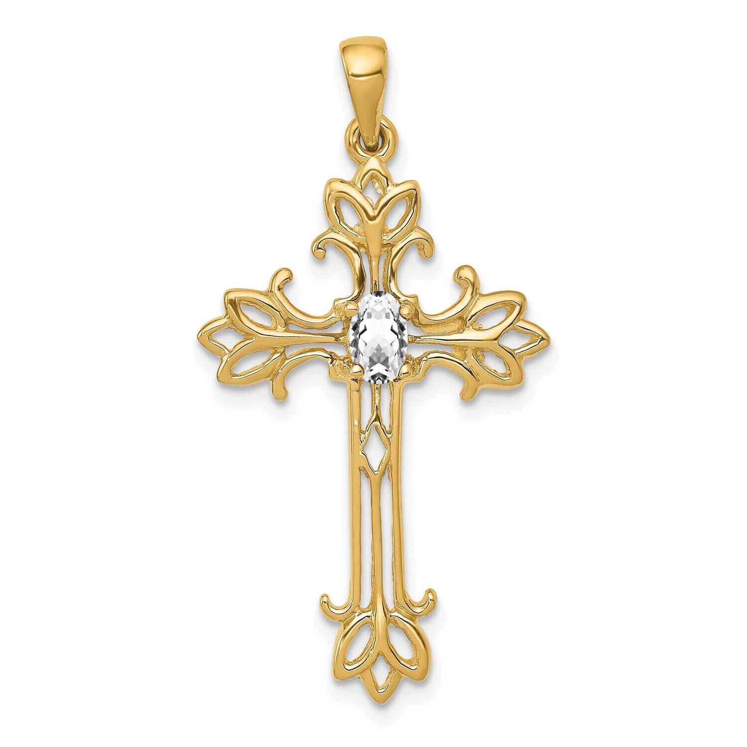 5X3mm Oval Cubic Zirconia Cross Pendant 10k Gold 10XP1775CZ, MPN: 10XP1775CZ,