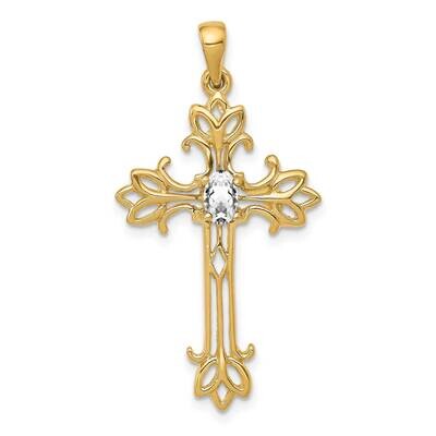 5X3mm Oval Cubic Zirconia Cross Pendant 10k Gold 10XP1775CZ, MPN: 10XP1775CZ,