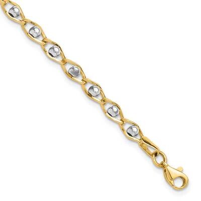 Polished Fancy Link Bracelet 7.5 Inch 14k Two-Tone Gold FB1997-7.5, MPN: FB1997-7.5,