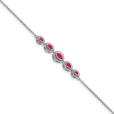 Marquise Ruby Bracelet 7 Inch 14k White Gold BM7200-RU-W, MPN: BM7200-RU-W, 886774130057