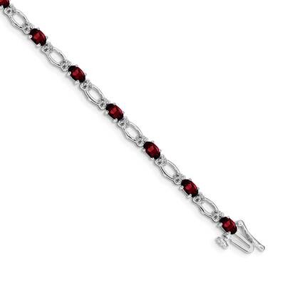 Diamond Garnet Bracelet 7 Inch 14k White Gold BM4491-GA-010-WA, MPN: BM4491-GA-010-WA,