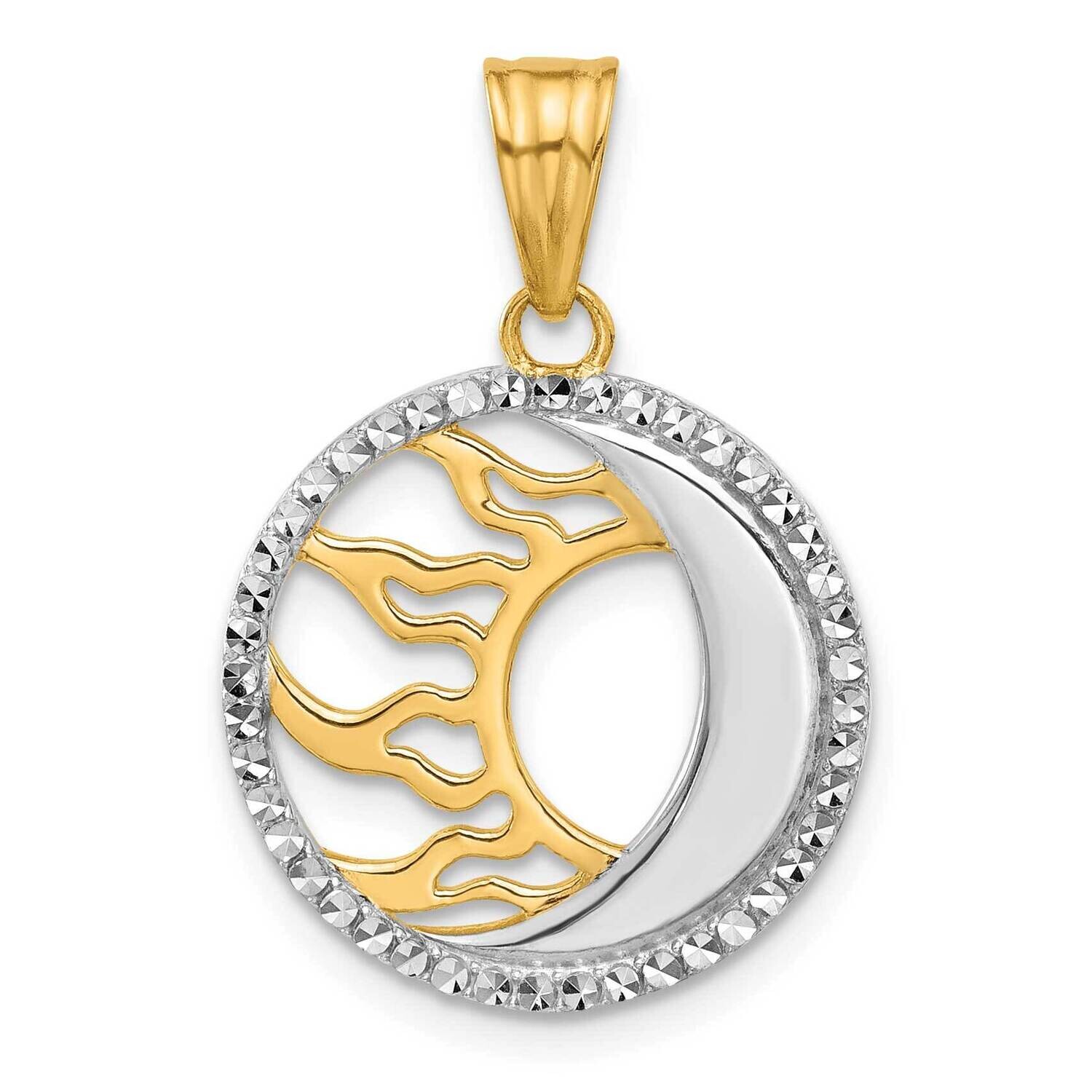 Diamond-Cut Sun Moon Pendant 14k Gold White Rhodium  C4884, MPN: C4884,