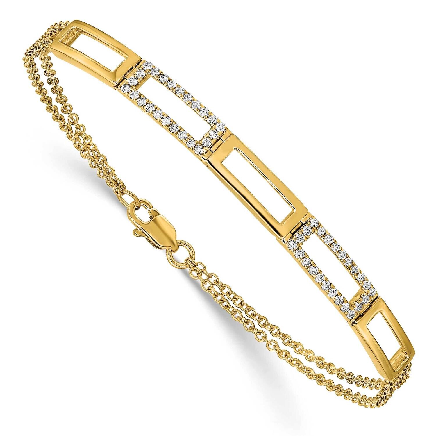 Rectangle Link Diamond Double Str7 Inch Bracelet 14k Polished Gold BM6852-024-YA, MPN: BM6852-024-Y…