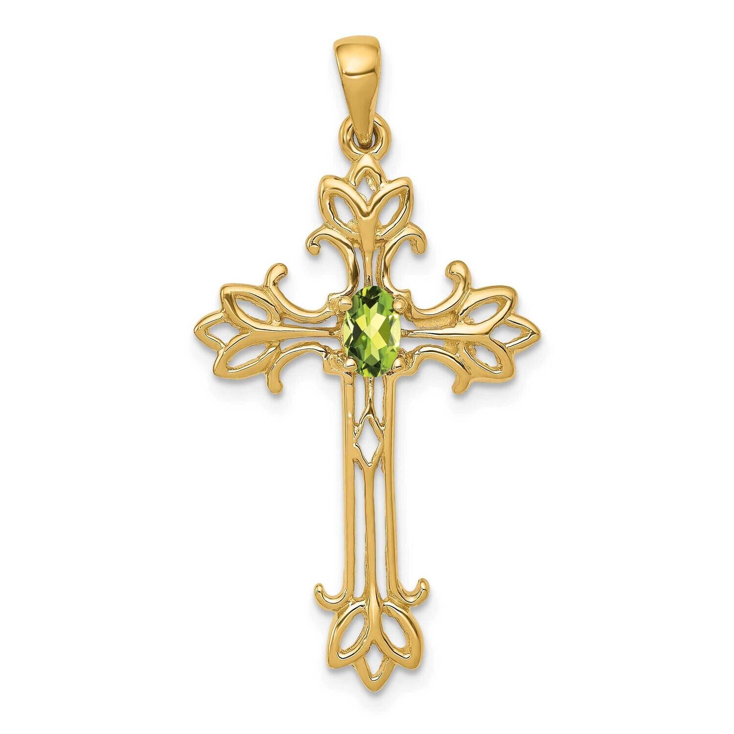 5X3mm Oval Peridot Cross Pendant 10k Gold 10XP1775PE, MPN: 10XP1775PE,