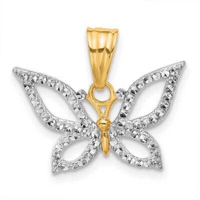 Polished Diamond-Cut Butterfly Pendant 14k Gold White Rhodium  C4879, MPN: C4879,