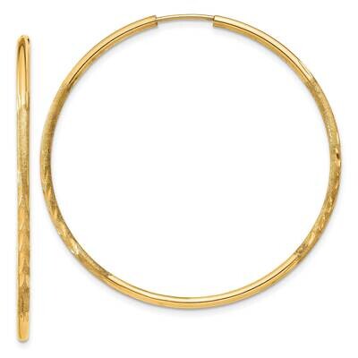 1.5mm Satin Diamond-Cut Endless Hoop Earrings 10k Gold 10XY1169, MPN: 10XY1169,
