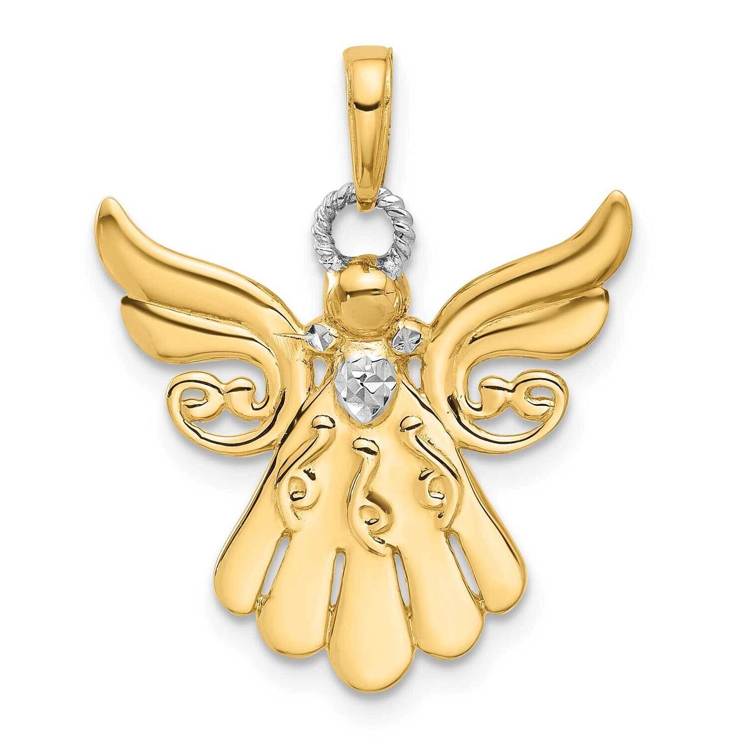Diamond-Cut Angel Pendant 14k Gold White Rhodium C4974, MPN: C4974,