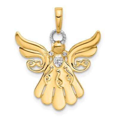 Diamond-Cut Angel Pendant 14k Gold White Rhodium C4974, MPN: C4974,
