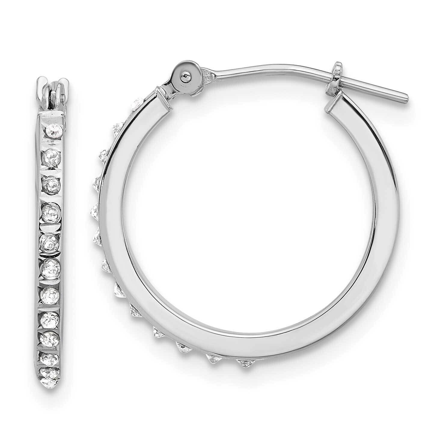 Diamond Fascination Polished Hoop Earrings 14k White Gold DF348, MPN: DF348,